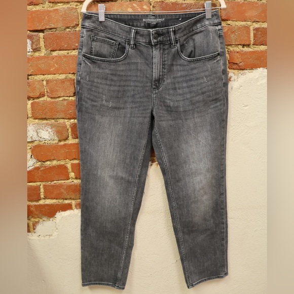 Chico's Denim - Chico's Jeans Size 6 (0.5) Boyfriend Ankle Dark Gray Distressed Stretch